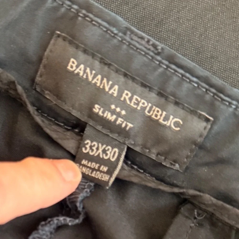Banana Republic Mens Slim Fit Chinos Black Cotton Blend Stretch Pants 33x30
